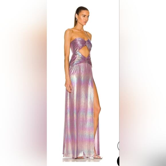Retrofete Soleil Dress in Lilac Aurora Size Large Strapless NWT Cutout Metallic - Picture 2 of 15